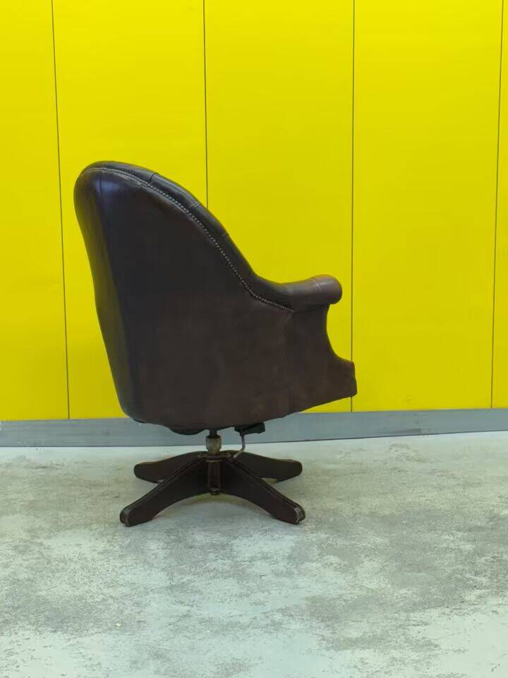 Brown leather chesterfield directors armchair