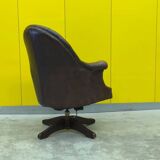 Brown leather chesterfield directors armchair