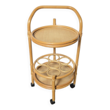 Vintage rattan bar trolley