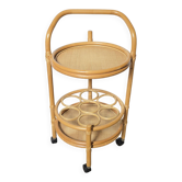 Vintage rattan bar trolley