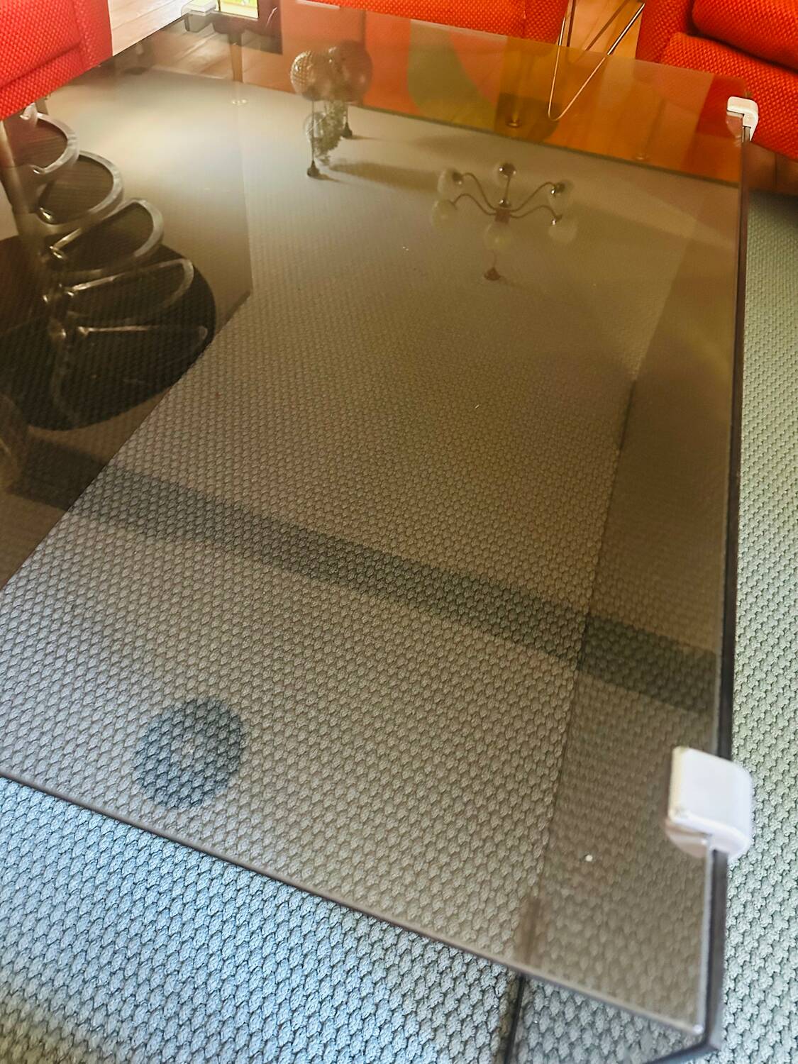 Vintage 70s smoked glass coffee table