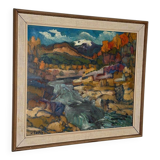 Original Mid Century Swedish Oil On Canvas – “Autumn, Offerdal Mountains, Jämtland” By Nils Öberg – Vintage & Framed – 45 × 53 Cm