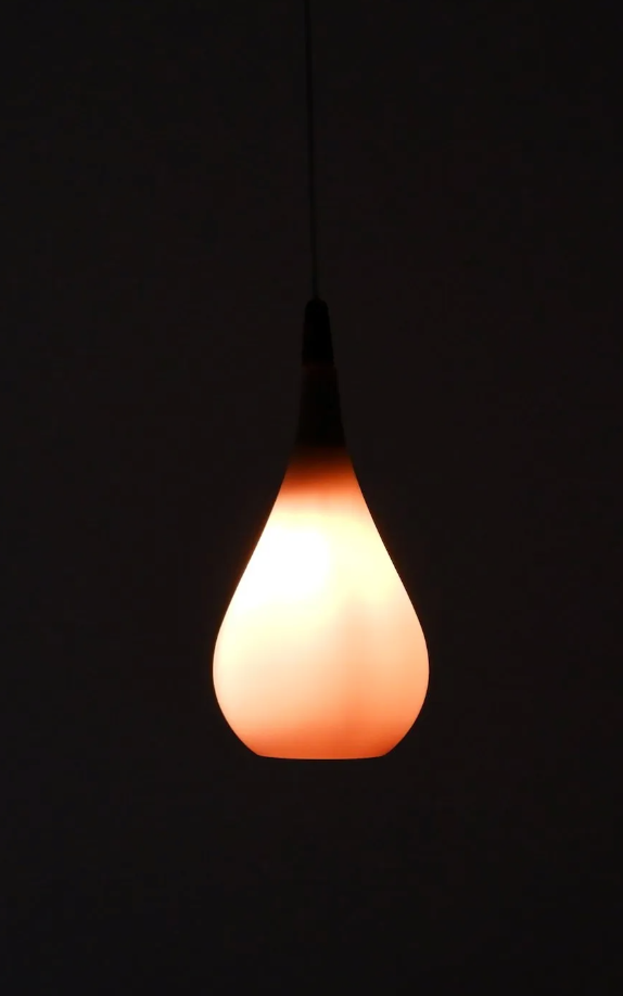 Holmegaard Drop pendant lamp in teak & glass