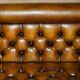 Pair of Victorian Chesterfield pub benches in leather.