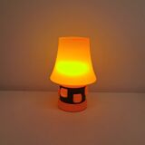 Table lamp, made in red double layer glass with metal details. estimated from the 1960s