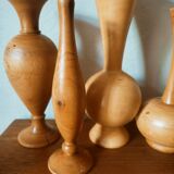 Set of 4 turned wooden vases