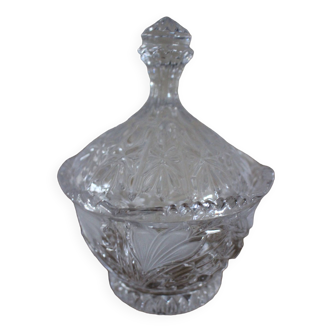 Sugar bowl Bonbonniere chiseled glass foliage