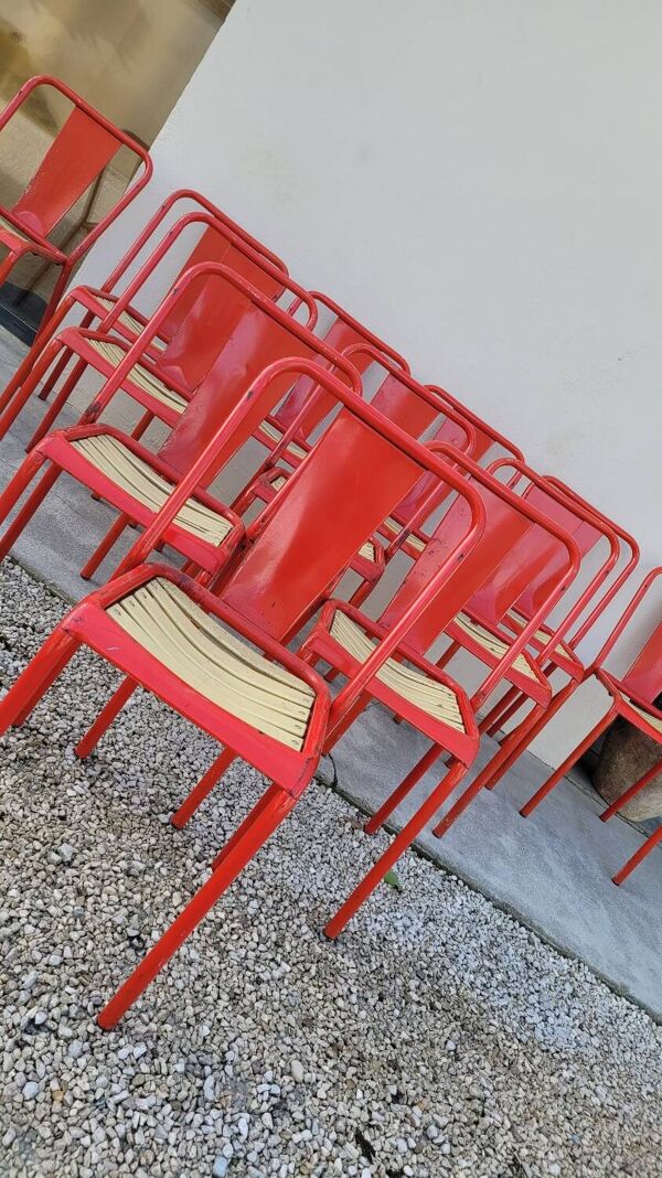 Série de 12 chaises de bistrot Tolix de Xavier Pauchard modèle T4 - 1950s