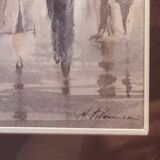 aquarelle signée Maurice Fillonneau (1930-2000) intitulée la Pluie