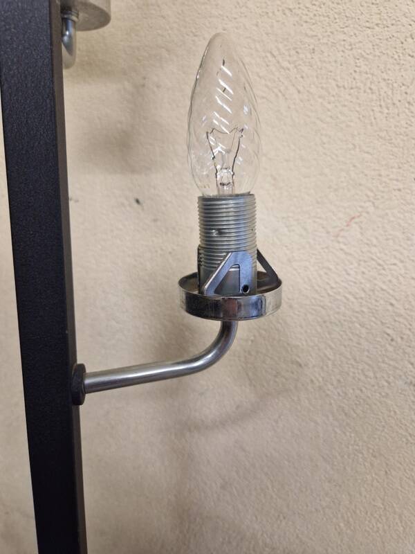 Black lacquered metal 4-light floor lamp - Maison Arlus - Satin glass globe