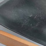 Brutalist Nordic Scandinavian Solid Oakwood and Black Leather Armchairs 60s