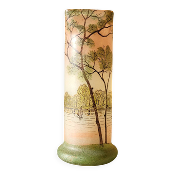Enamelled glass vase Legras
