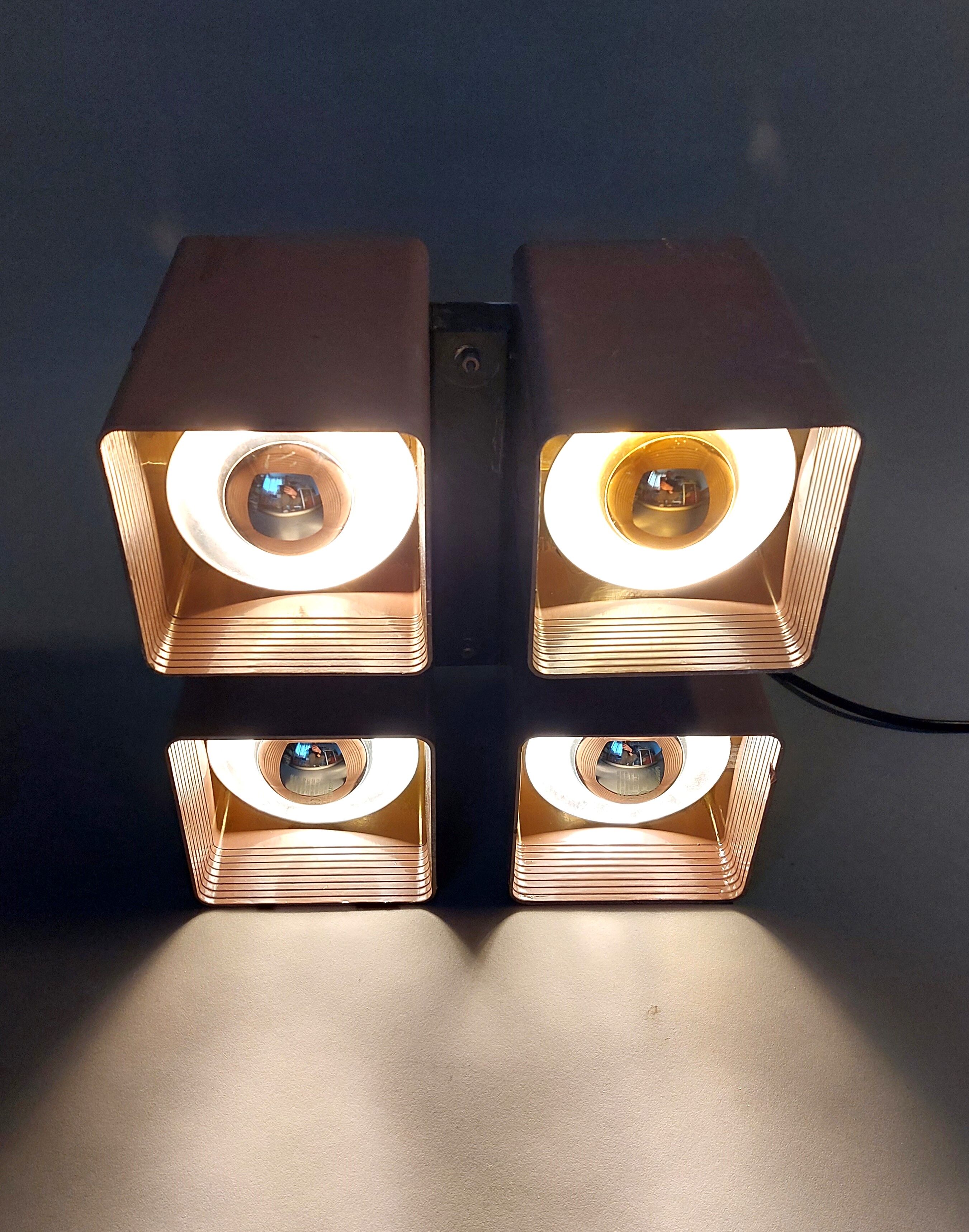 Ceiling lamp raak amsterdam model viervoud vintage, 1970