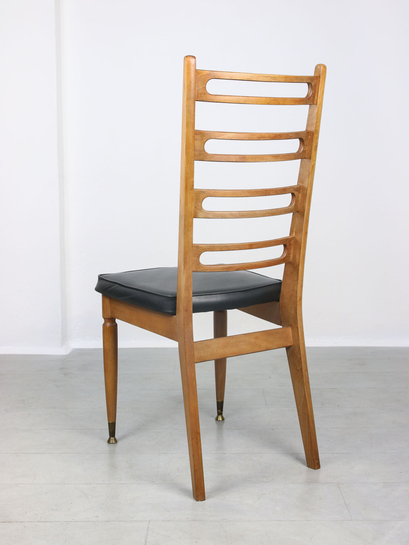 Vintage wooden & brass dining chairs