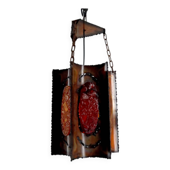 Suspension, Potiers d'Accolay, Patinated Copper and Fractal Resin, Circa 1970