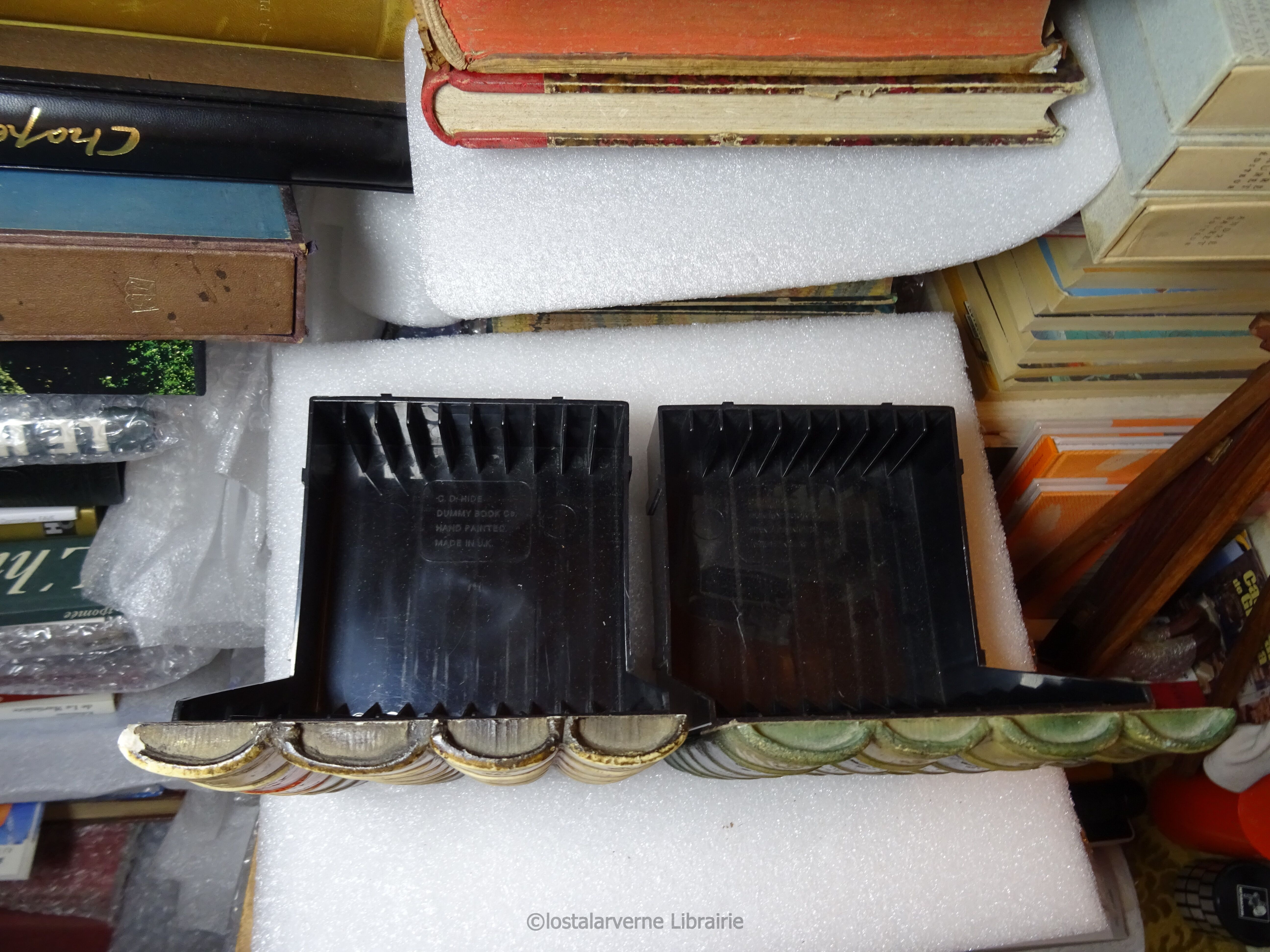 Lot of 4 cd racks for 40 cds - walter scott fake book front - made in uk vintage