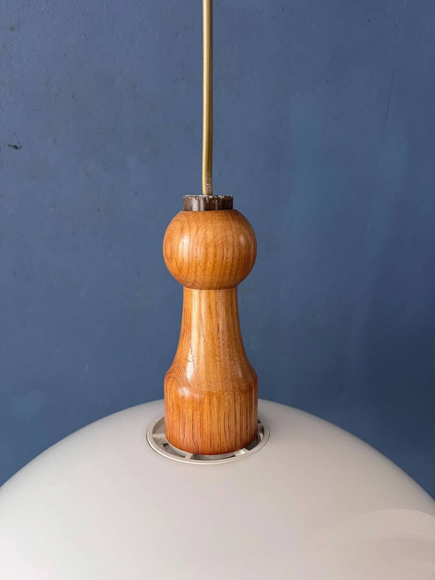 Vintage white wooden Steinhauer suspension, pendant lamp in plexiglass.