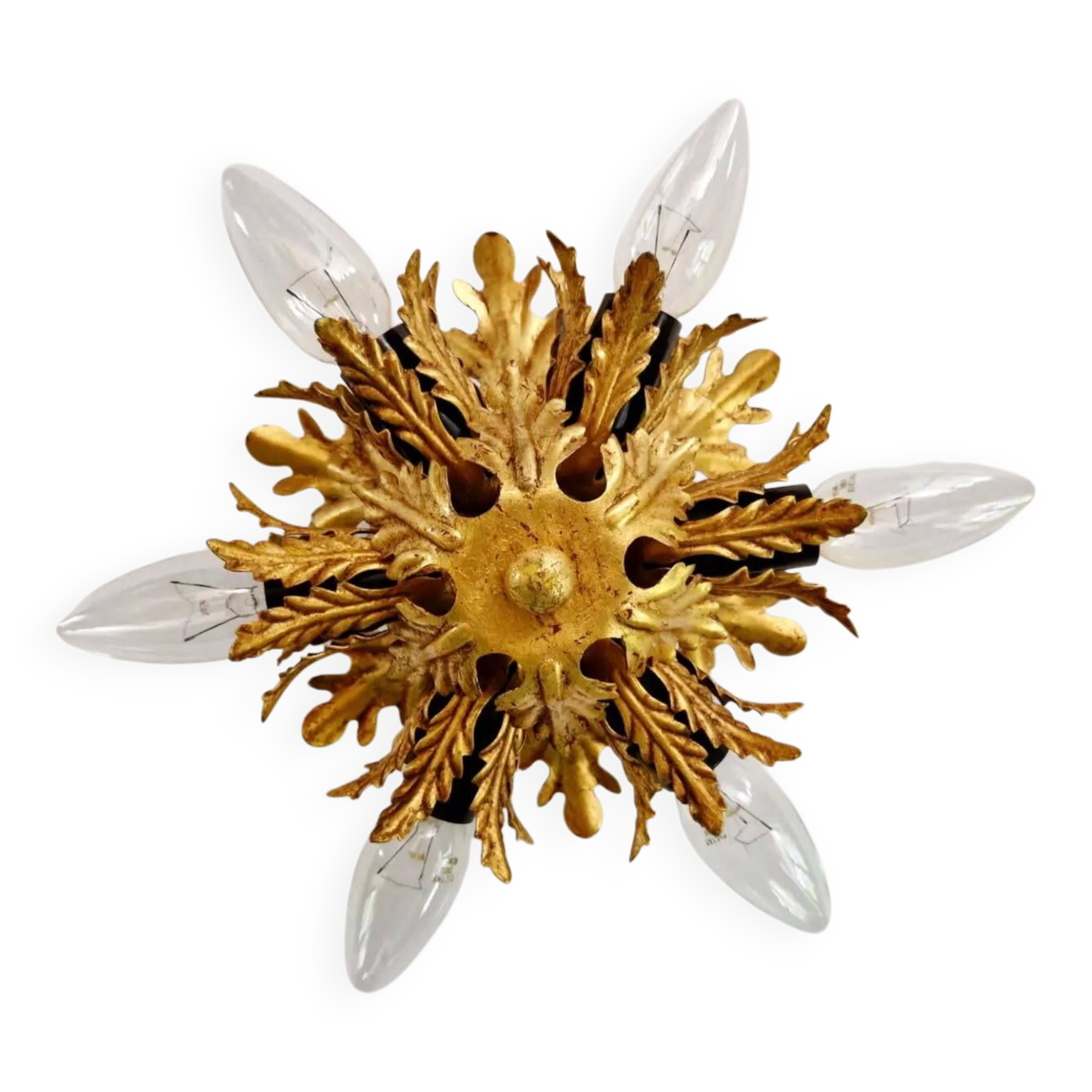 Golden metal ceiling light, Banci Firenze, 1970