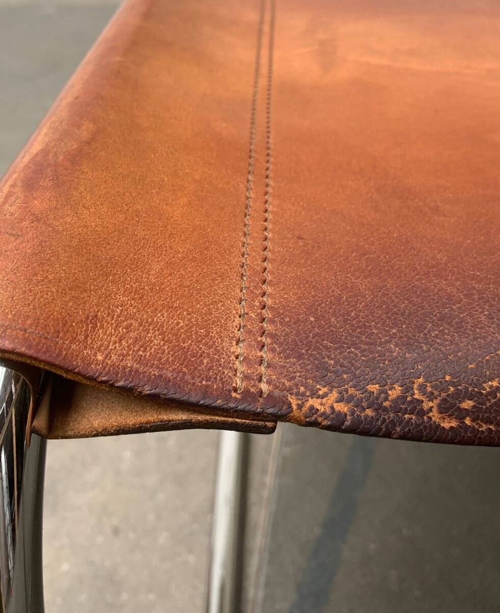 German vintage leather cantilever chairs S33 by Mart Stam for Thonet, set of 8