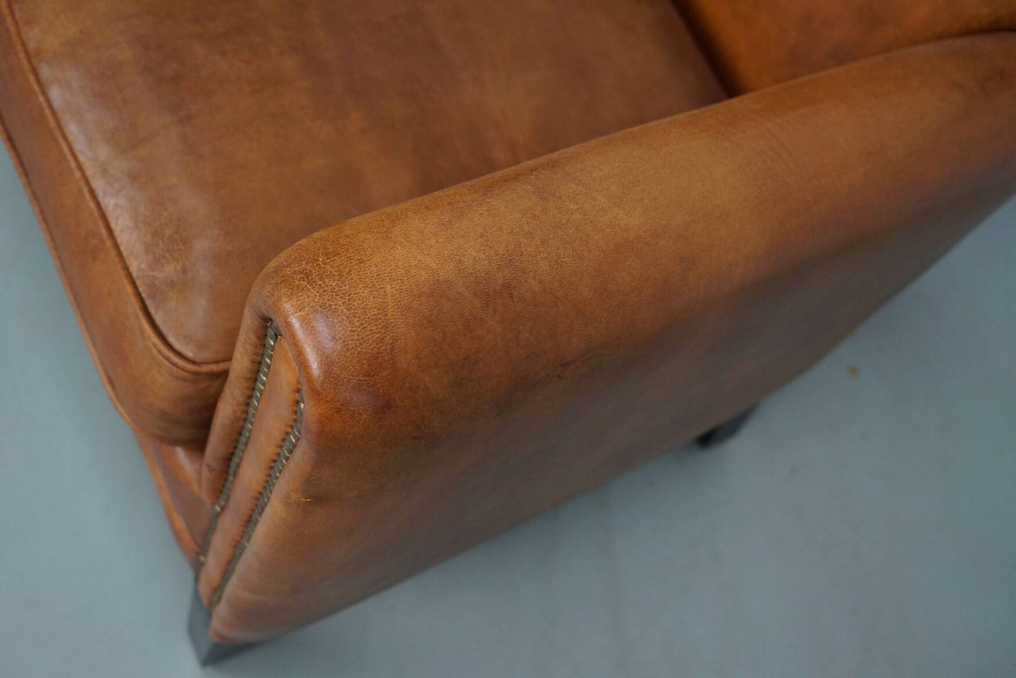 Vintage Dutch leather club chair in cognac color