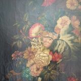 Tableau ancien Bouquet de fleurs huile sur toile nature morte 19ème siècle