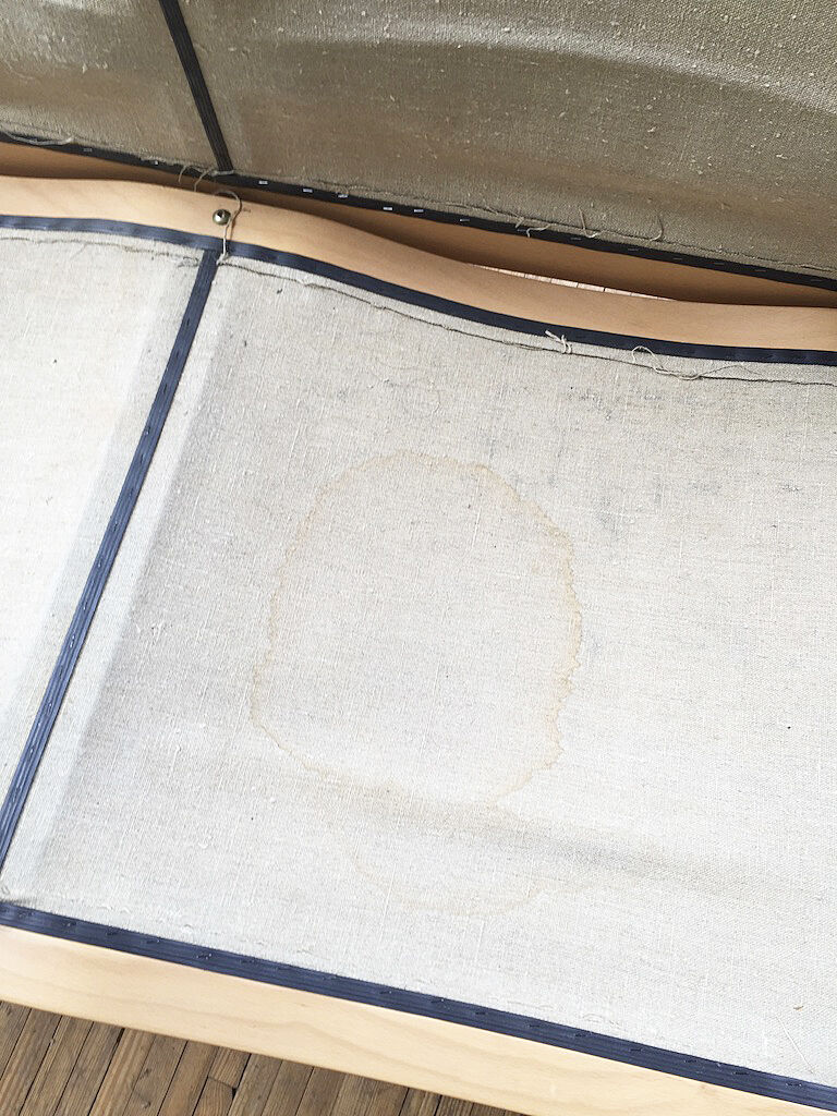 Danish sofa and armchairs curved wood and leather