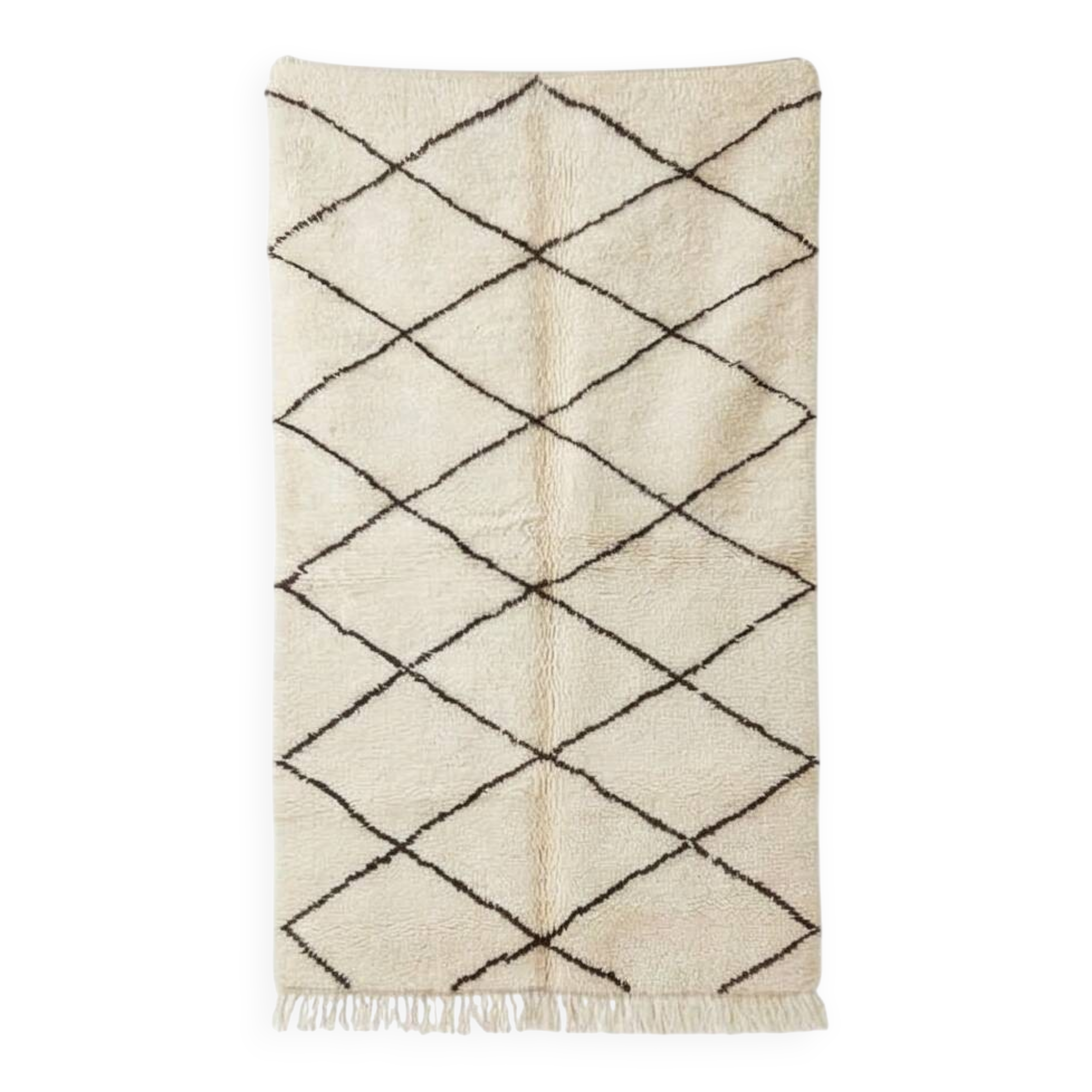 White Berber rug with black diamonds 150x260 cm