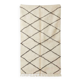 White Berber rug with black diamonds 150x260 cm