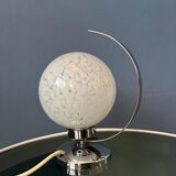 Vintage chrome table lamp with glass shade
