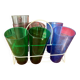7 coloured glass glasses, 1960s-70s