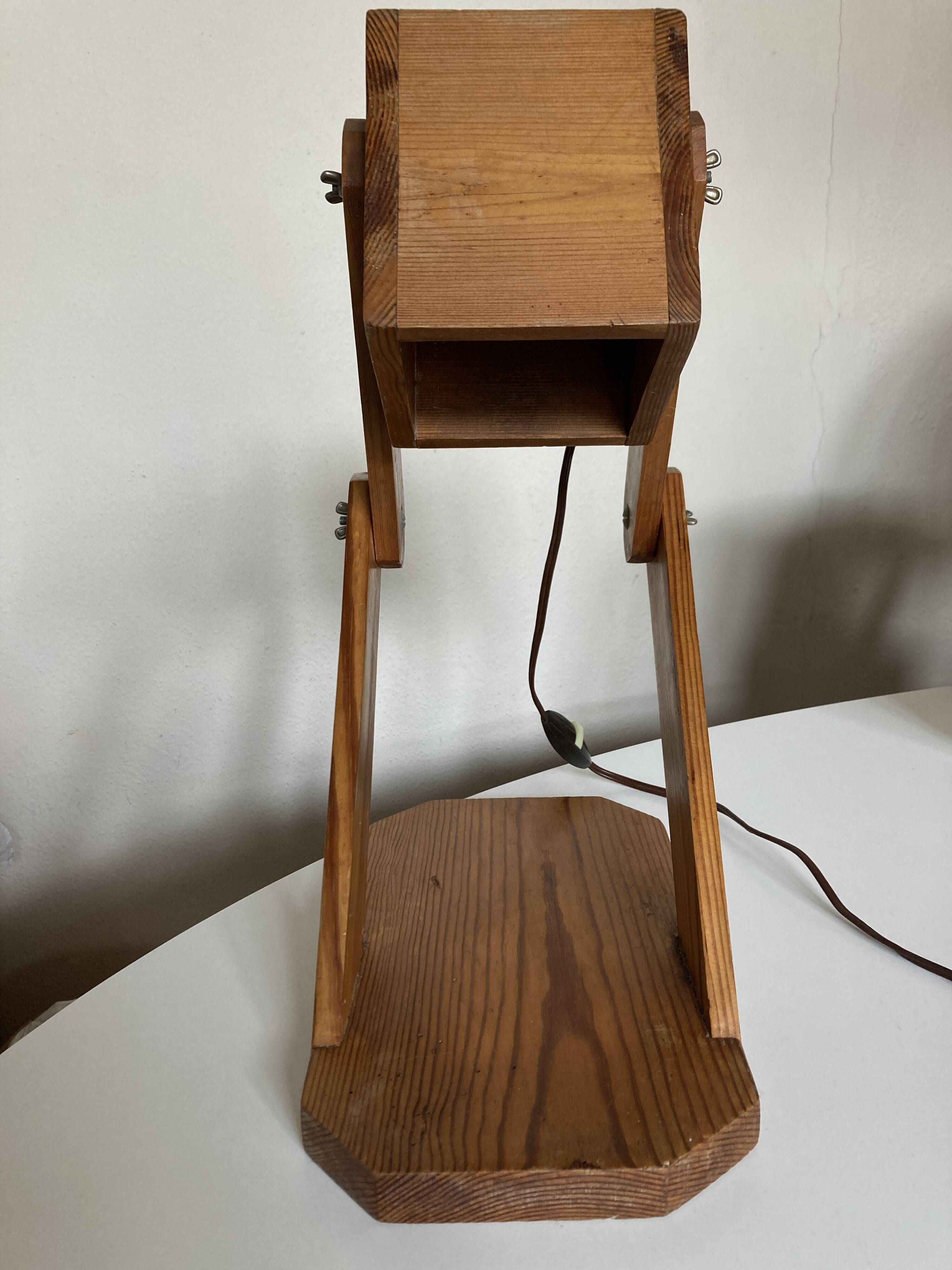 Articulated cocotte lamp in pine wood 1970