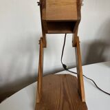 Lampe cocotte articulée en bois de pin 1970