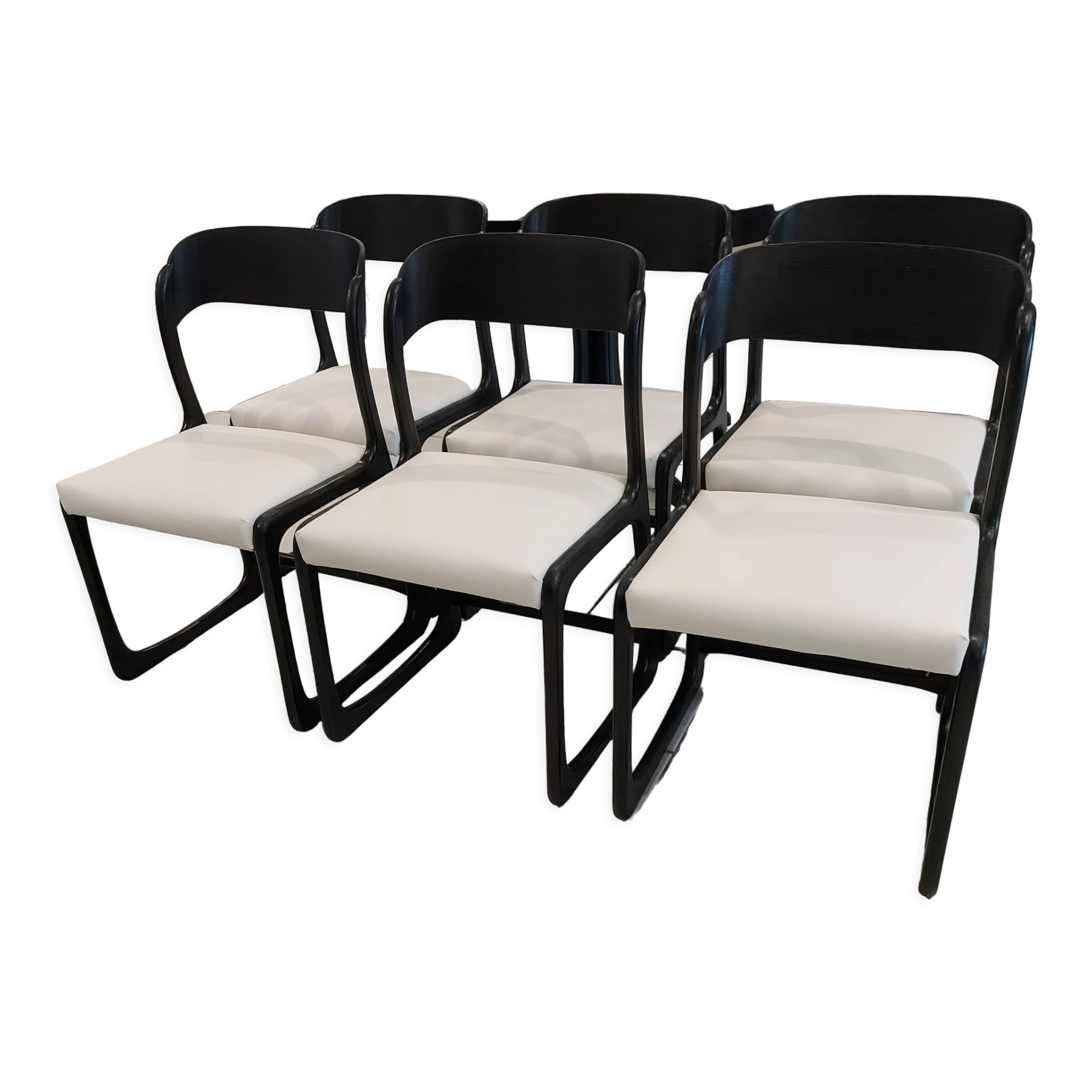 Suite of 6 chairs Sleigh Baumann vintage 1970s