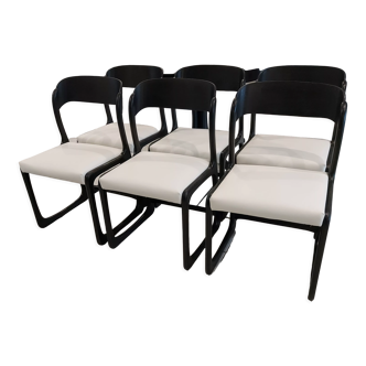 Suite of 6 chairs Sleigh Baumann vintage 1970s