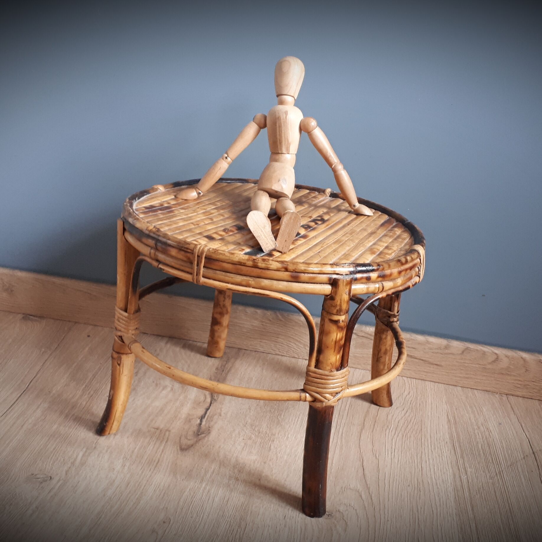 Bamboo stool under plant