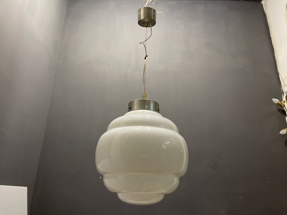 Mid-century opaline glass light pendant
