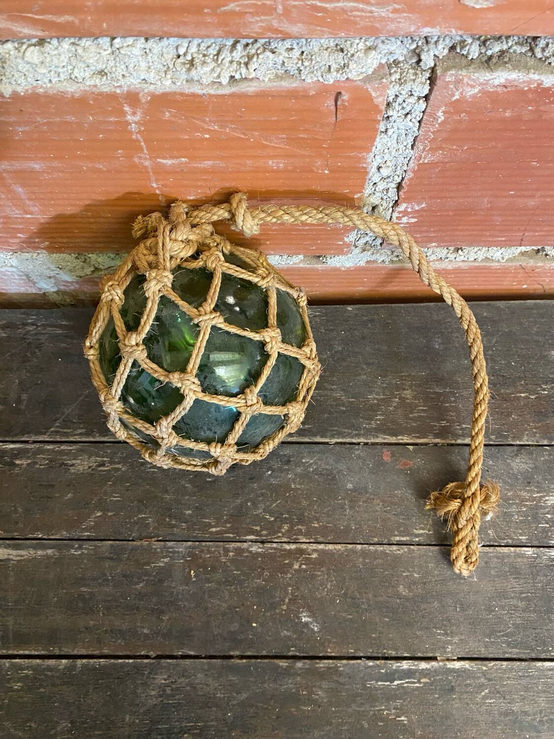Old Float Ball. Marine Decor. Green Glass Ball. Ball a