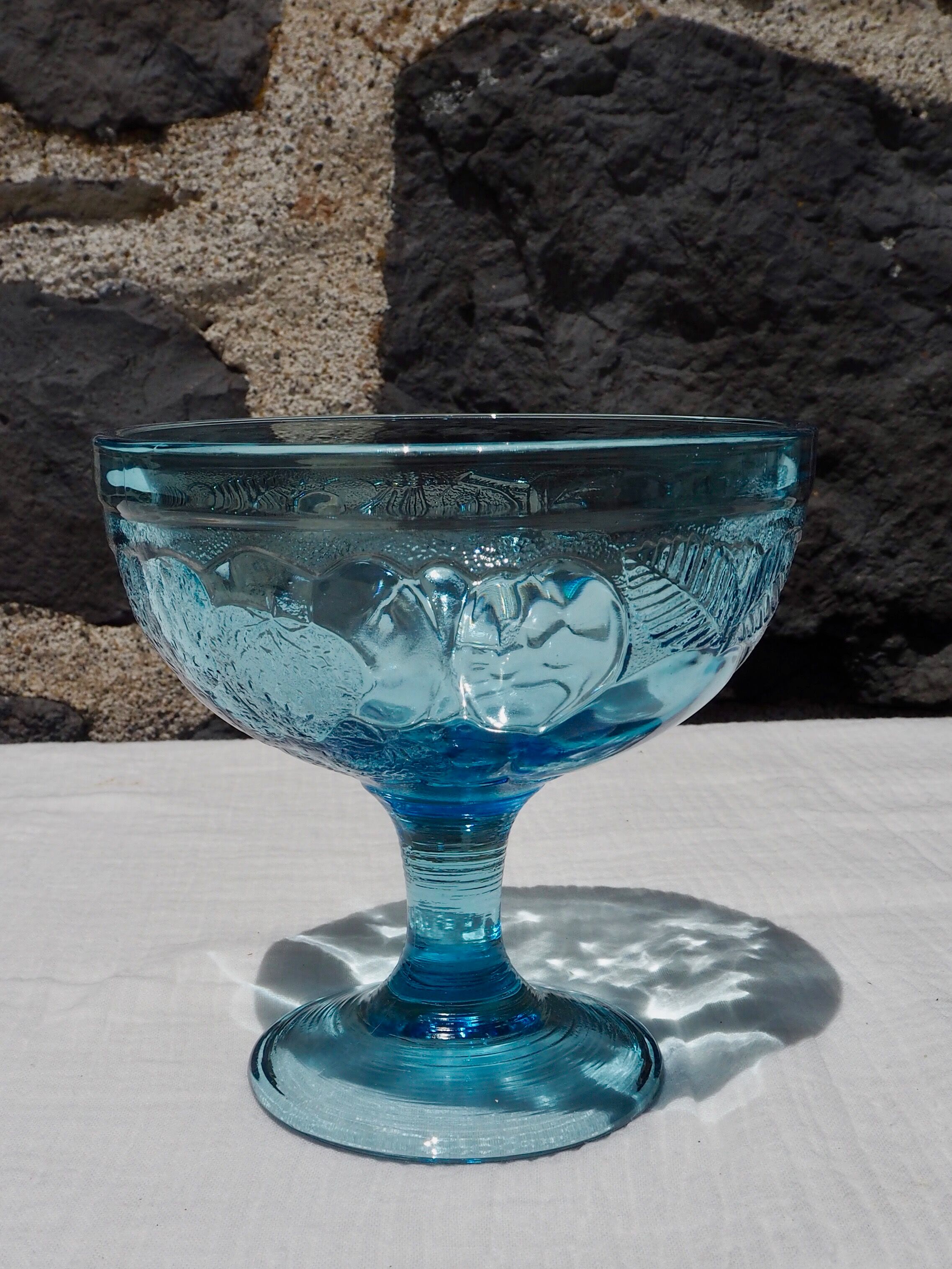 Set de 6 coupes à glaces en verre bleu