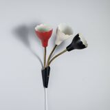 Adjustable wall lamp with three decorated shades in different colours