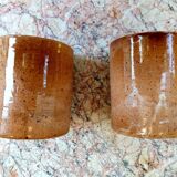 Lot of 2 handmade and signed earthenware glasses