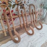 Vintage rattan coat hook with 3 hooks