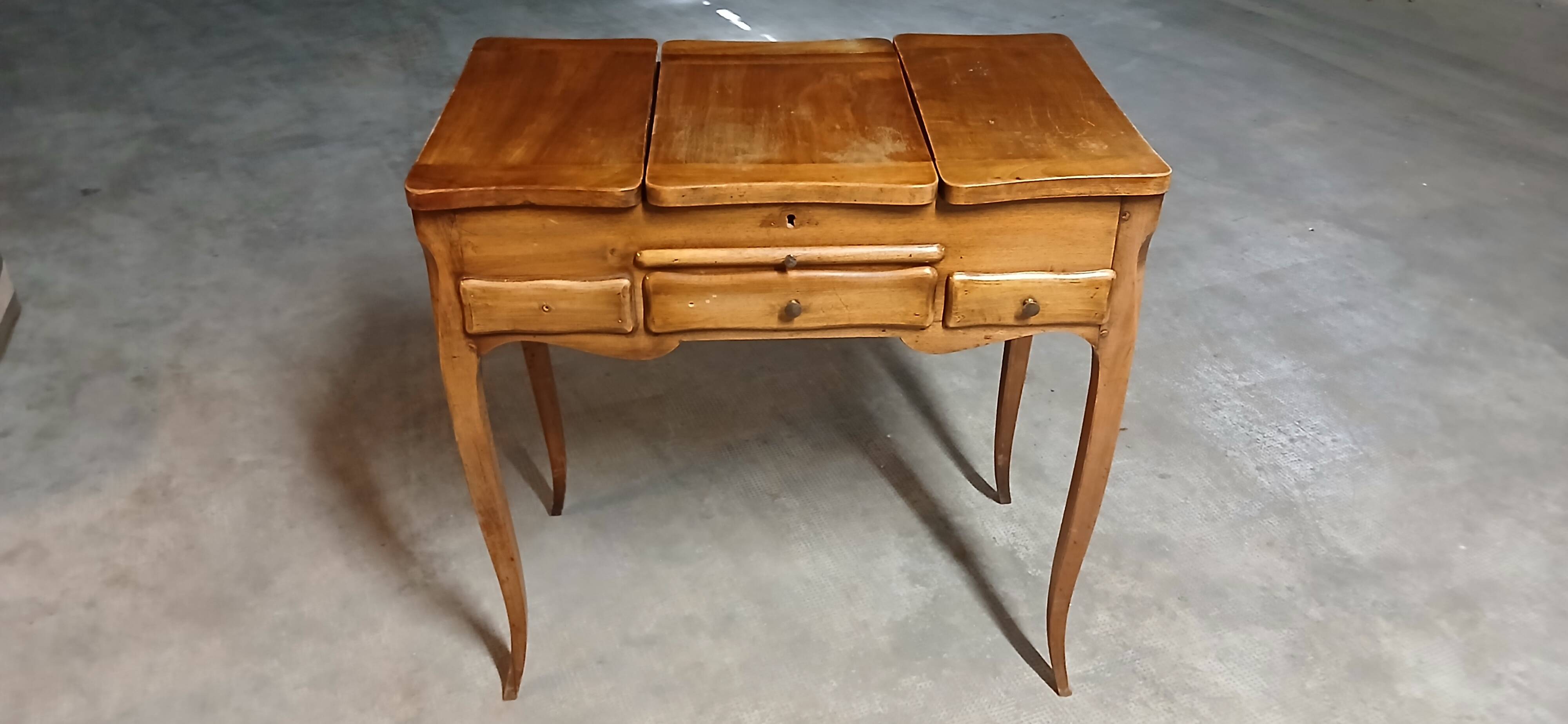 Period dressing table and writing desk in fruitwood, Louis XV style.