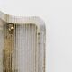 Pair of Curved Clear Ribbed Murano Glass and Brass Wall Sconces