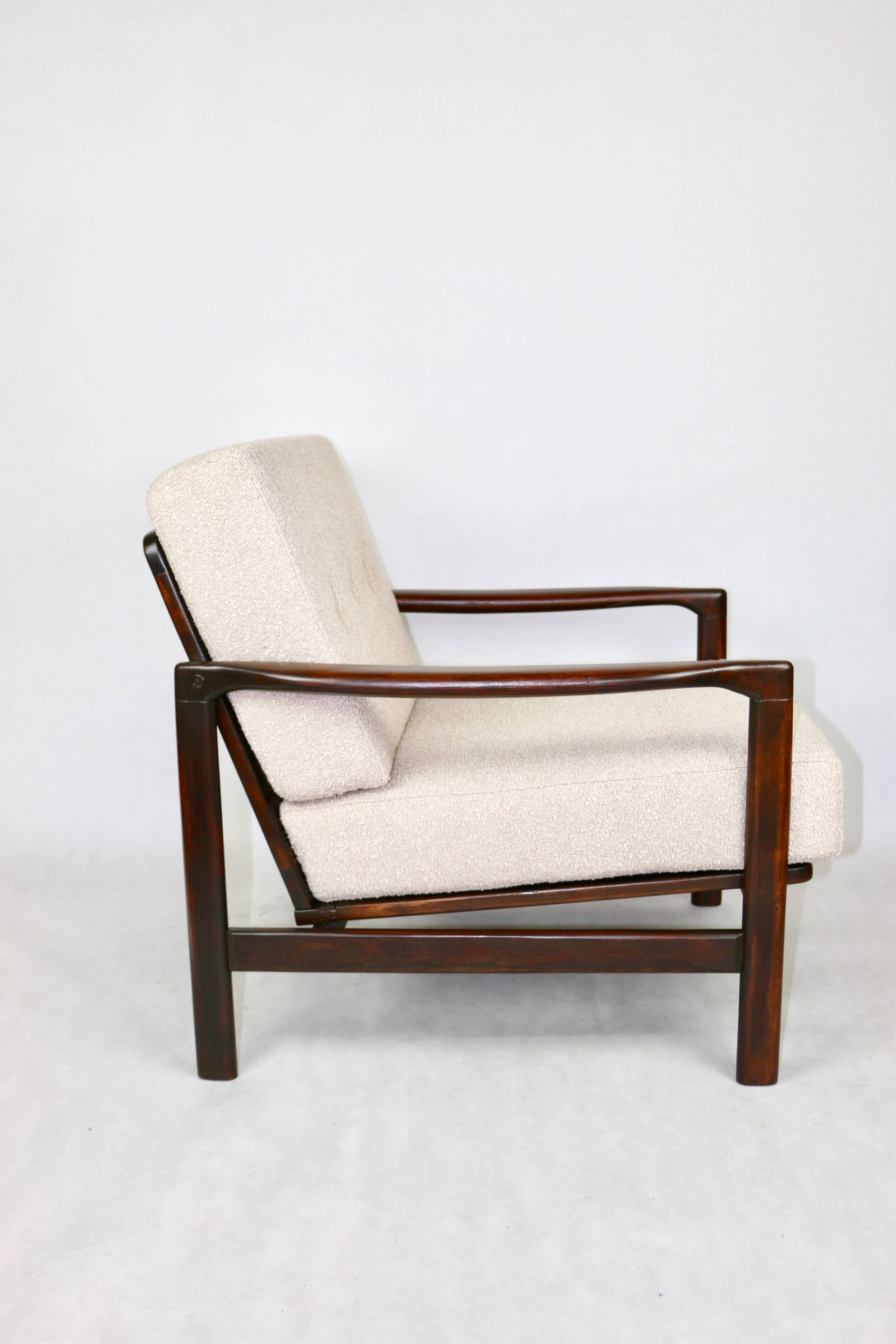 Beige boucle Lounge Chair by Z. Baczyk, 1970s