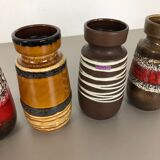 Set of four vintage pottery fat lava "242-22" vases made by Scheurich, Germany