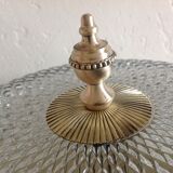 Round ceiling lamp in structured glass art deco style 30s-40s