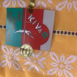 Nappe basque et 6 serviettes en coton orange kiva vintage