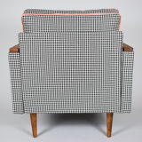 Fauteuil original du milieu du siècle, années 1970, restauré, pied de poule