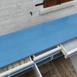 Kitchen cabinet in blue formica 4 doors 4 drawers