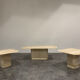 Table basse en travertin vintage et tables d'appoint, années 1980